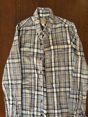 LL Bean Scotch Plaid Flannel Shirt Gray Men’s M